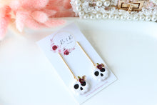 Load image into Gallery viewer, Floral Tiny Skull Polymer Clay Earrings – Mini Gothic Floral Earrings | Handmade Spooky Cute Jewelry | KeandKi Designs (Red Beige)
