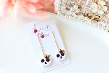 Load image into Gallery viewer, Floral Tiny Skull Polymer Clay Earrings – Mini Gothic Floral Earrings | Handmade Spooky Cute Jewelry | KeandKi Designs (Red Beige)
