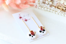 Load image into Gallery viewer, Floral Tiny Skull Polymer Clay Earrings – Mini Gothic Floral Earrings | Handmade Spooky Cute Jewelry | KeandKi Designs (White)
