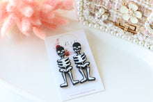 Load image into Gallery viewer, Skeleton Polymer Clay Earrings – Handmade Halloween Earrings | Spooky Cute Gothic Jewelry | KeandKi Designs
