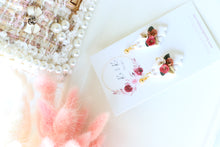 Load image into Gallery viewer, Floral Ghost Polymer Clay Earrings – Spooky Cute Halloween Earrings | Handmade Feminine Ghost Jewelry | KeandKi Designs ( White terracotta red beige Floral )
