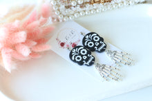 Load image into Gallery viewer, Skull Polymer Clay Earrings – Handmade Gothic Halloween Earrings | Spooky Cute Statement  Jewelry | KeandKi Designs(Embossed)
