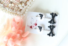 Load image into Gallery viewer, Bat and Bone Polymer Clay Earrings – Handmade Halloween Earrings | Spooky Gothic Statement Jewelry | KeandKi Designs
