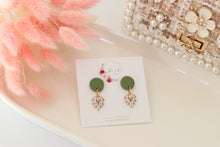 Load image into Gallery viewer, Simple Dotted Stud Charm Drop Earrings | Minimal Handmade Polymer Clay Dangle | Everyday Elegant Earrings – KeandKi Designs (Parrot Green)

