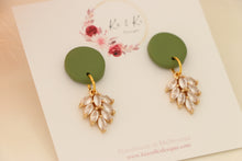 Load image into Gallery viewer, Simple Dotted Stud Charm Drop Earrings | Minimal Handmade Polymer Clay Dangle | Everyday Elegant Earrings – KeandKi Designs (Parrot Green)
