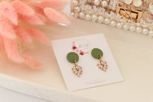 Load image into Gallery viewer, Simple Dotted Stud Charm Drop Earrings | Minimal Handmade Polymer Clay Dangle | Everyday Elegant Earrings – KeandKi Designs (Parrot Green)
