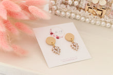 Load image into Gallery viewer, Simple Dotted Stud Charm Drop Earrings | Minimal Handmade Polymer Clay Dangle | Everyday Elegant Earrings – KeandKi Designs (Beige)
