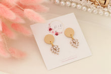 Load image into Gallery viewer, Simple Dotted Stud Charm Drop Earrings | Minimal Handmade Polymer Clay Dangle | Everyday Elegant Earrings – KeandKi Designs (Beige)
