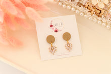 Load image into Gallery viewer, Simple Dotted Stud Charm Drop Earrings | Minimal Handmade Polymer Clay Dangle | Everyday Elegant Earrings – KeandKi Designs (Latte)
