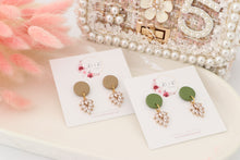 Load image into Gallery viewer, Simple Dotted Stud Charm Drop Earrings | Minimal Handmade Polymer Clay Dangle | Everyday Elegant Earrings – KeandKi Designs (Cowboy)
