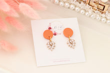 Load image into Gallery viewer, Simple Dotted Stud Charm Drop Earrings | Minimal Handmade Polymer Clay Dangle | Everyday Elegant Earrings – KeandKi Designs (Orange)
