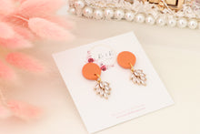 Load image into Gallery viewer, Simple Dotted Stud Charm Drop Earrings | Minimal Handmade Polymer Clay Dangle | Everyday Elegant Earrings – KeandKi Designs (Orange)
