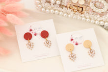 Load image into Gallery viewer, Simple Dotted Stud Charm Drop Earrings | Minimal Handmade Polymer Clay Dangle | Everyday Elegant Earrings – KeandKi Designs (Beige)
