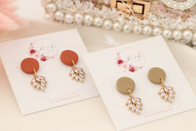 Load image into Gallery viewer, Simple Dotted Stud Charm Drop Earrings | Minimal Handmade Polymer Clay Dangle | Everyday Elegant Earrings – KeandKi Designs (Latte)

