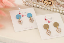 Load image into Gallery viewer, Simple Dotted Stud Charm Drop Earrings | Minimal Handmade Polymer Clay Dangle | Everyday Elegant Earrings – KeandKi Designs (Beige)
