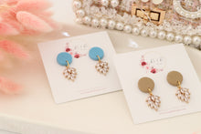 Load image into Gallery viewer, Simple Dotted Stud Charm Drop Earrings | Minimal Handmade Polymer Clay Dangle | Everyday Elegant Earrings – KeandKi Designs (Orange)
