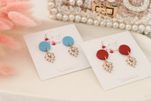 Load image into Gallery viewer, Simple Dotted Stud Charm Drop Earrings | Minimal Handmade Polymer Clay Dangle | Everyday Elegant Earrings – KeandKi Designs (Orange)
