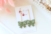 Load image into Gallery viewer, Polka Dot Ribbon Bow Dangle Drop Earrings
