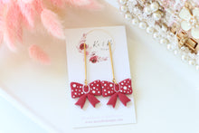 Load image into Gallery viewer, Polka Dot Ribbon Bow Dangle Drop Earrings
