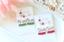 Load image into Gallery viewer, Snow Globe Christmas Earrings – Handmade Holiday Dangle Earrings for Women
