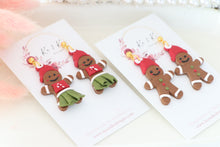 Load image into Gallery viewer, Gingerbread Earrings – Handmade Festive Christmas Dangle Earrings for Women
