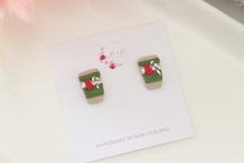 Load image into Gallery viewer, Coffee Cup Christmas Earrings – Handmade Festive Dangle Earrings for Women

