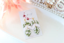 Load image into Gallery viewer, Sage Green Leaf Dangle Earrings
