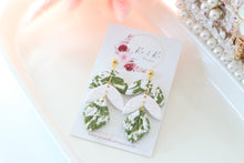 Load image into Gallery viewer, Sage Green Leaf Dangle Earrings
