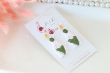 Load image into Gallery viewer, Green and White Dangle Drop Earrings
