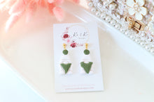 Load image into Gallery viewer, Green and White Dangle Drop Earrings
