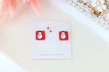 Load image into Gallery viewer, Square Snowman Stud Earrings
