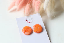 Load image into Gallery viewer, Orange Circle Resin Earrings
