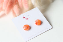 Load image into Gallery viewer, Orange Circle Resin Earrings
