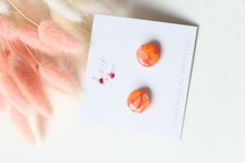 Load image into Gallery viewer, Orange Circle Resin Earrings
