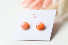 Load image into Gallery viewer, Orange Circle Resin Earrings
