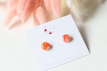 Load image into Gallery viewer, Orange Circle Resin Earrings
