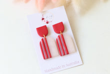 Load image into Gallery viewer, Handmade Flat Stripe Earrings | Minimal Polymer Clay Geometric Jewelry
