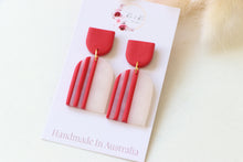 Load image into Gallery viewer, Handmade Flat Stripe Earrings | Minimal Polymer Clay Geometric Jewelry
