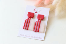 Load image into Gallery viewer, Handmade Flat Stripe Earrings | Minimal Polymer Clay Geometric Jewelry
