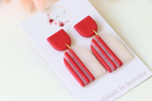 Load image into Gallery viewer, Handmade Flat Stripe Earrings | Minimal Polymer Clay Geometric Jewelry
