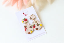 Load image into Gallery viewer, Teddy Bear &amp; Fruit Dangle Earrings - Handmade Polymer Clay Dangle Earrings
