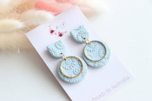 Load image into Gallery viewer, Pink Circle Charm Dangle Earrings
