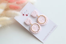 Load image into Gallery viewer, Pink Circle Charm Dangle Earrings
