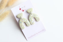 Load image into Gallery viewer, Green Paua Iridescent Shell Earrings
