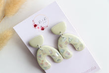 Load image into Gallery viewer, Green Paua Iridescent Shell Earrings
