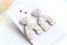 Load image into Gallery viewer, Tan Paua Iridescent Shell Earrings
