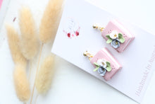 Load image into Gallery viewer, Pink Floral Book Earrings
