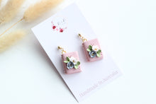 Load image into Gallery viewer, Pink Floral Book Earrings
