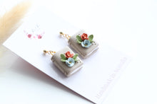 Load image into Gallery viewer, Tan Floral Book Earrings
