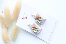 Load image into Gallery viewer, Tan Floral Book Earrings
